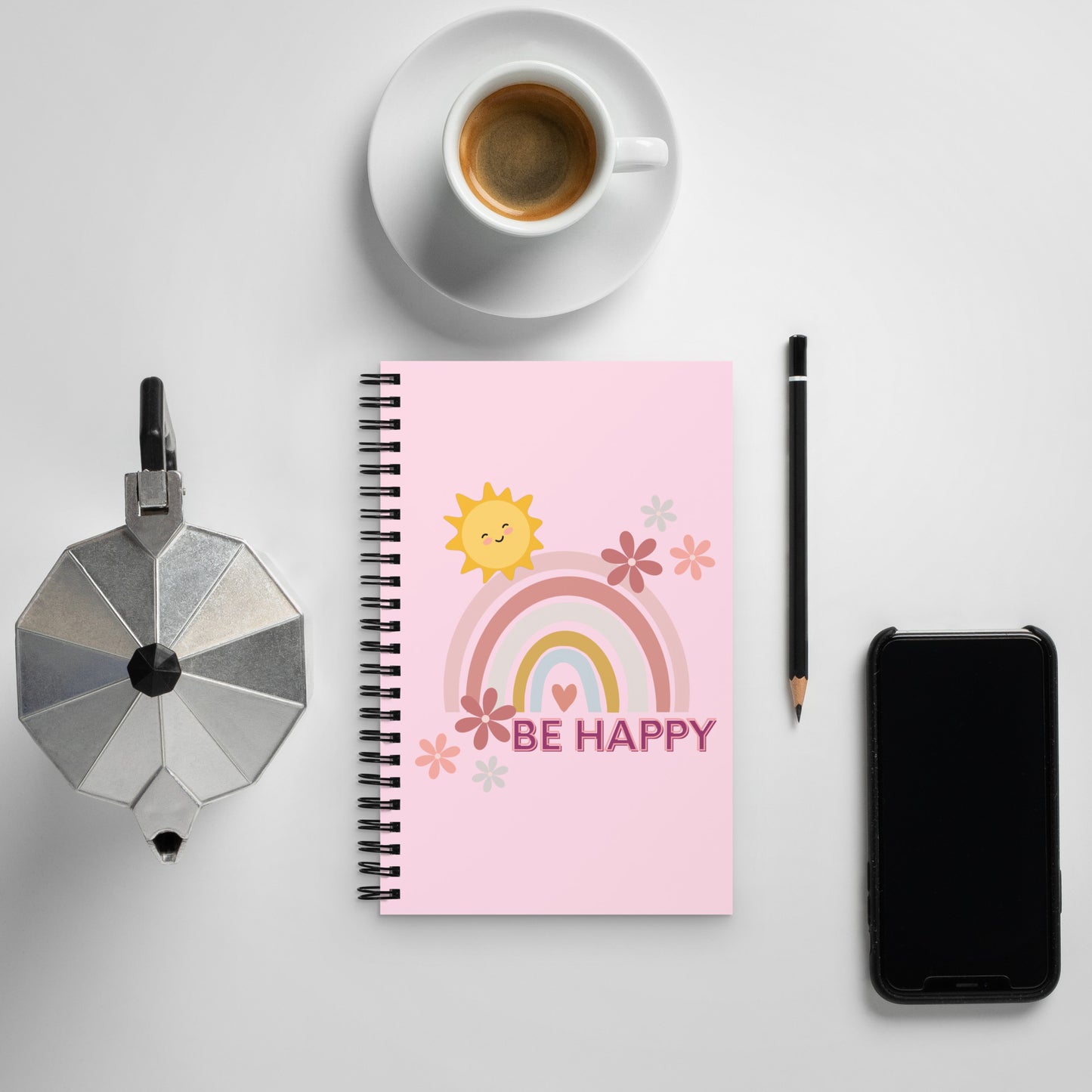 "BE HAPPY" Spiral Notebook