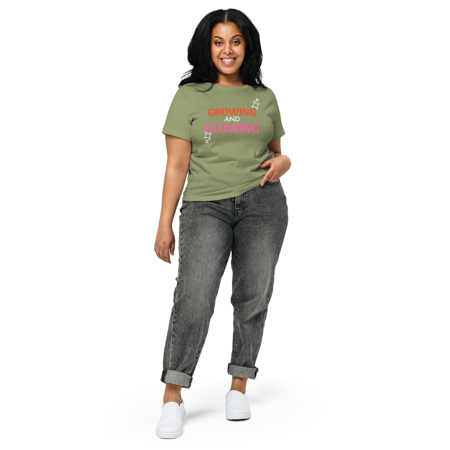 "GROWING AND GLOWING" Women’s High-waisted T-shirt