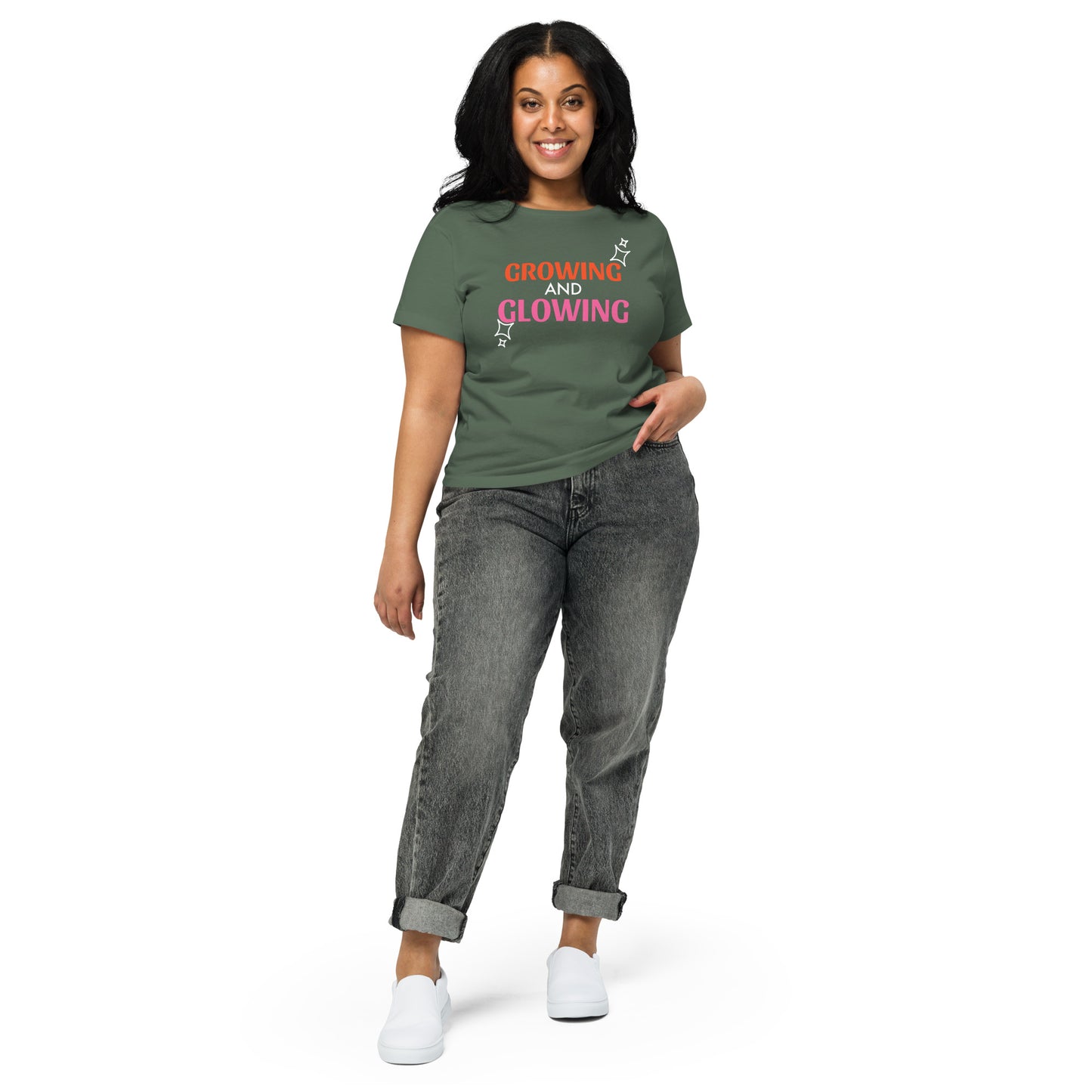 "GROWING AND GLOWING" Women’s High-waisted T-shirt