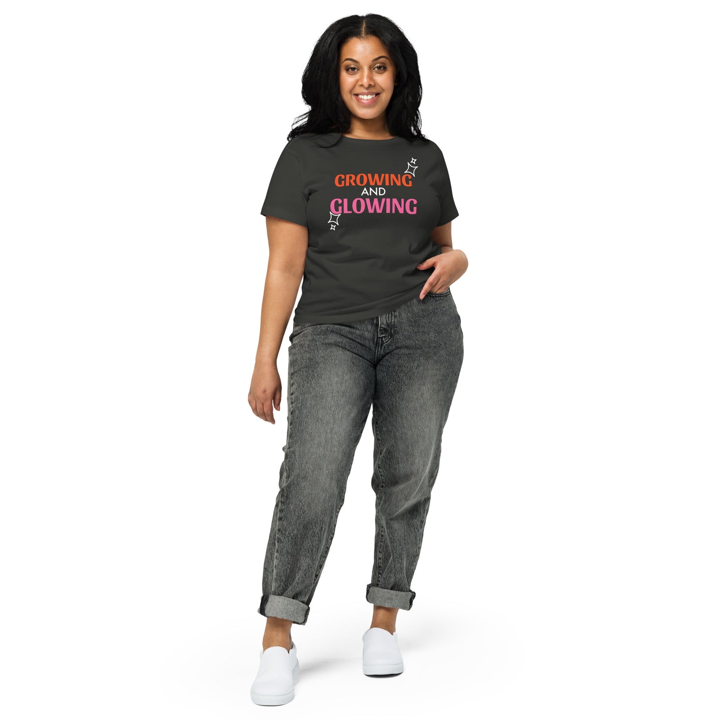 "GROWING AND GLOWING" Women’s High-waisted T-shirt