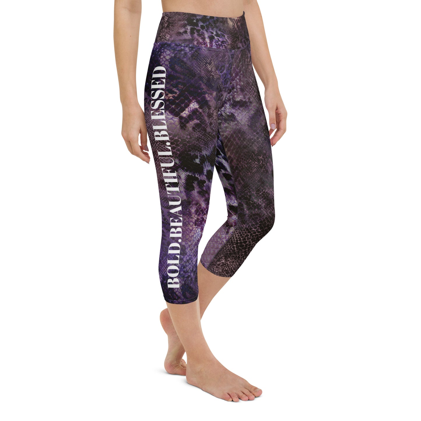 "BOLD.BEAUTIFUL.BLESSED" Yoga Capri Leggings