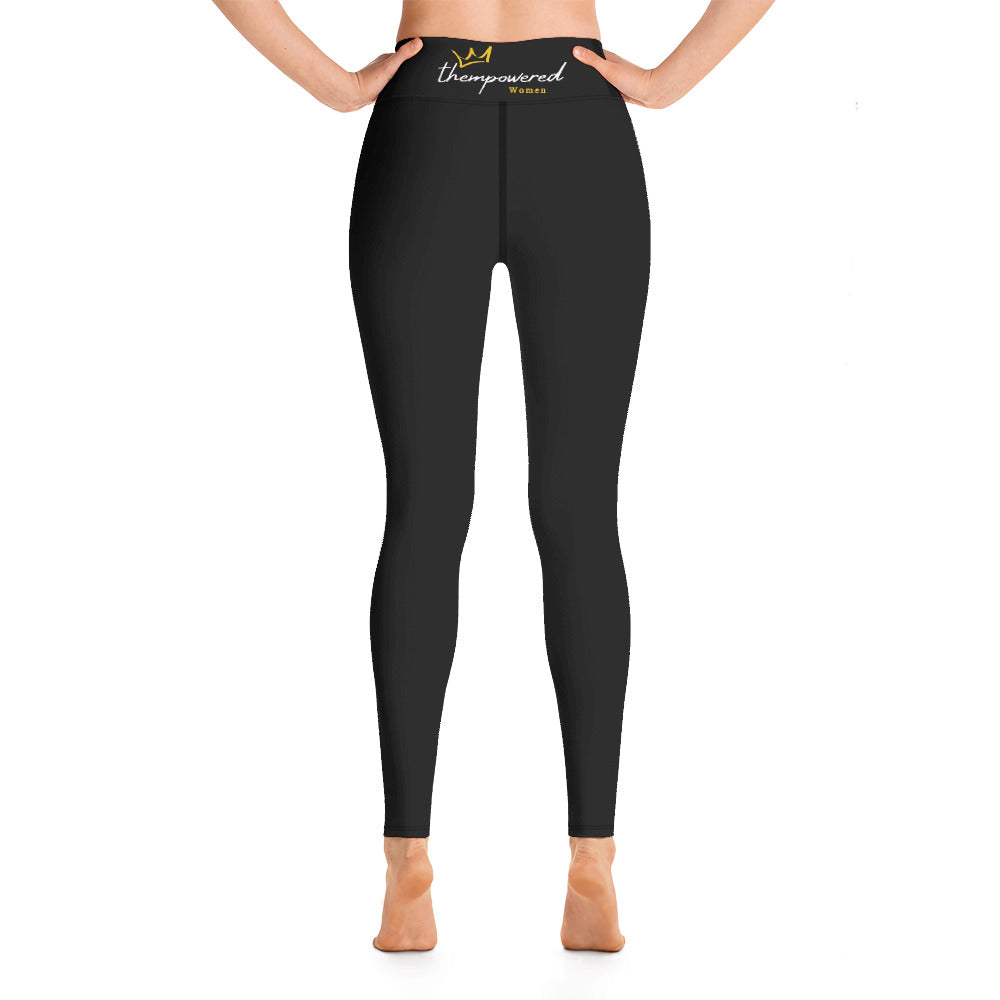 "thempoweredwomen" Plain Black Yoga Leggings