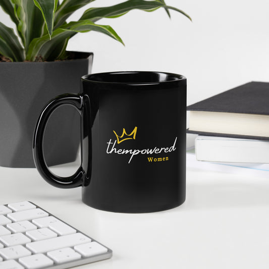 "thempoweredwomen" Black Glossy Mug