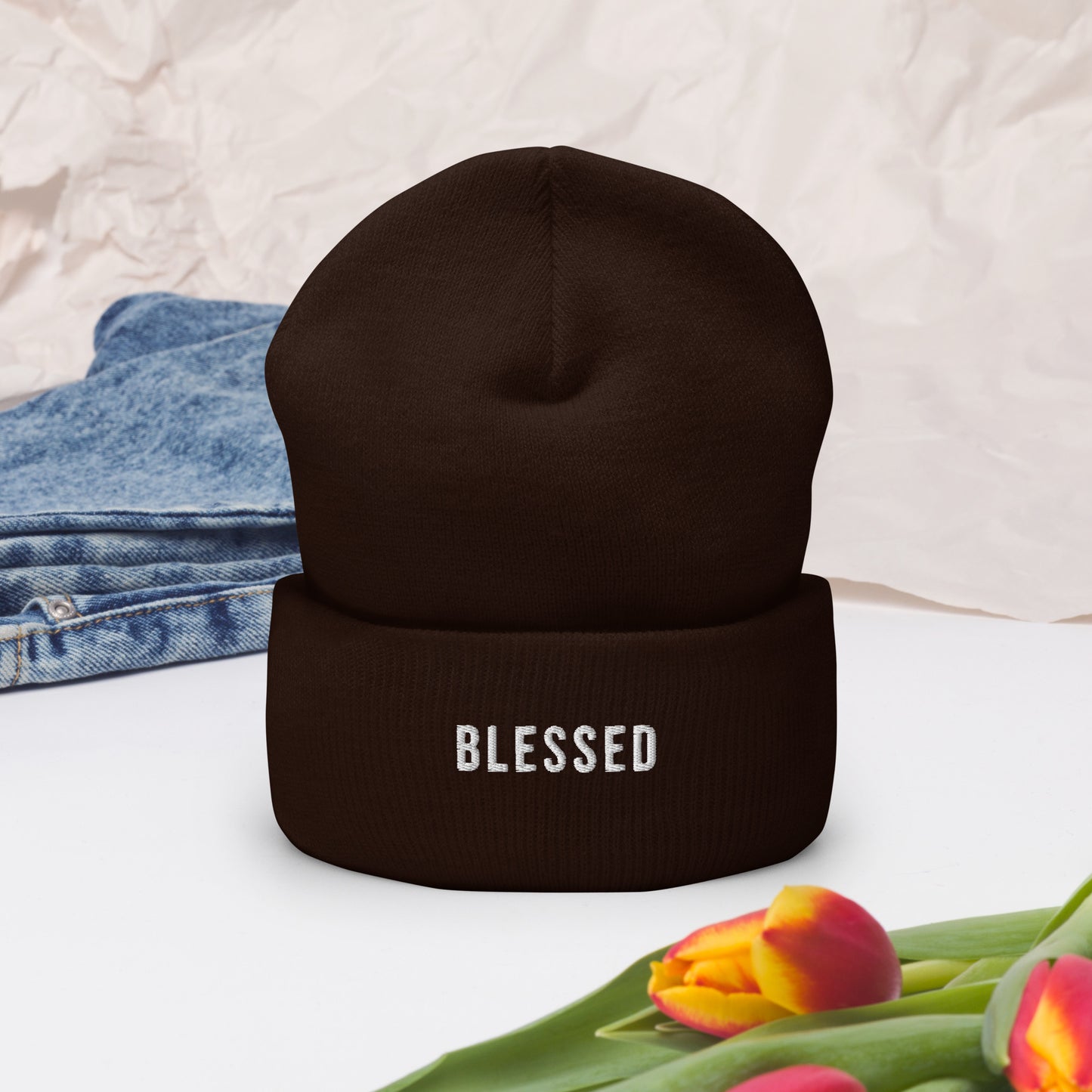 "BLESSED" Cuffed Beanie