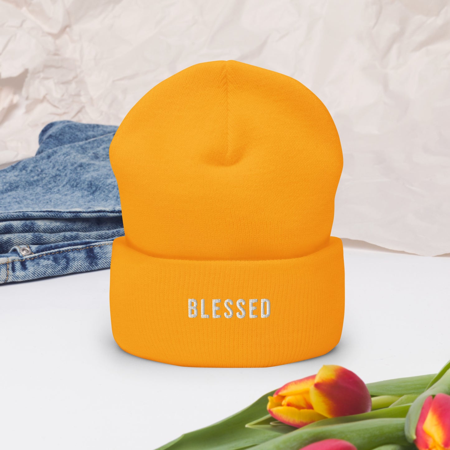 "BLESSED" Cuffed Beanie