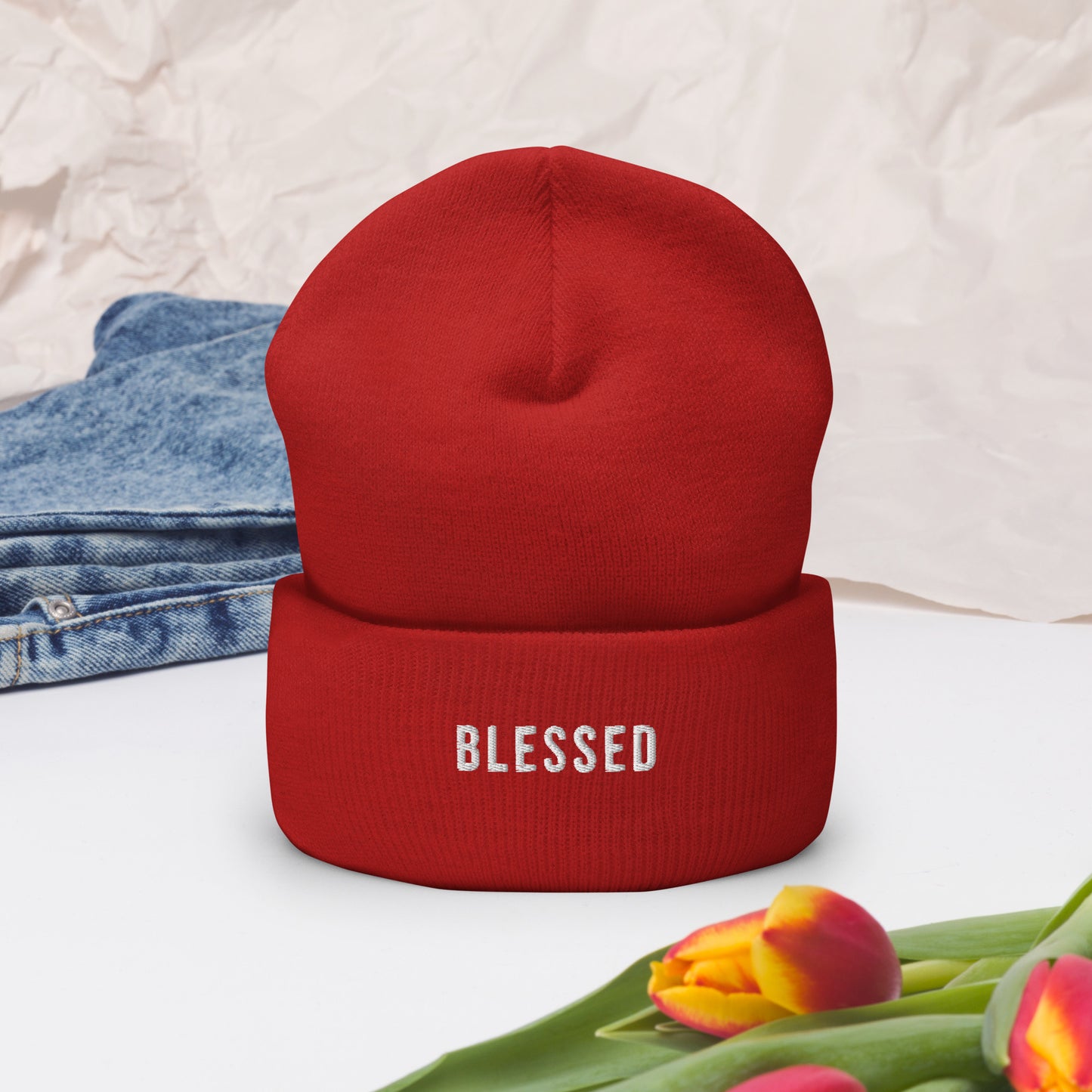 "BLESSED" Cuffed Beanie