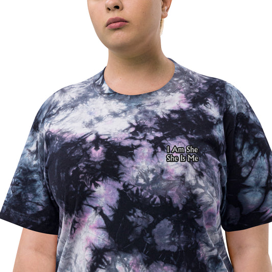 "I Am She;She Is Me" Oversized  Embroidered Tie-Dye T-Shirt