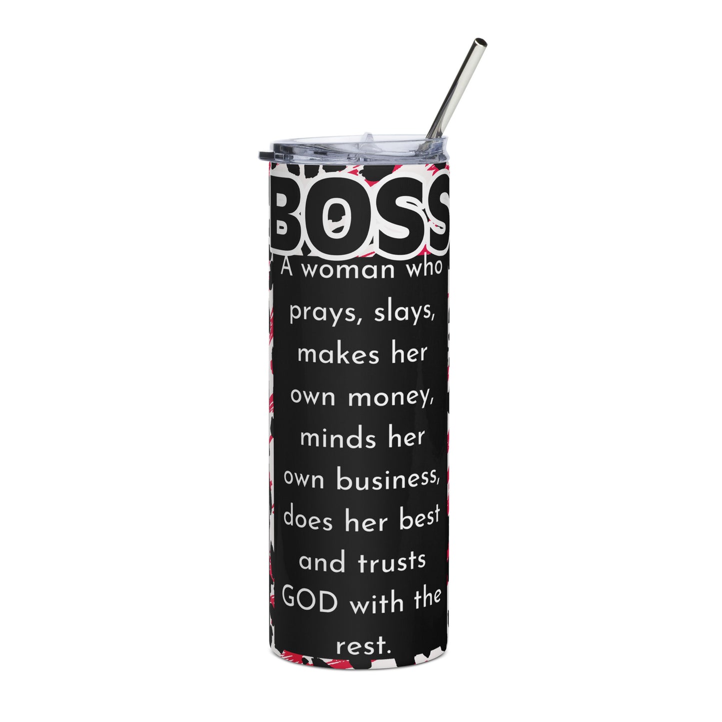 "BOSS Cheetah Print" Stainless Steel Tumbler